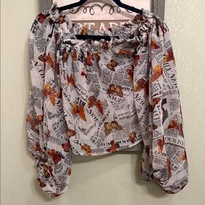 Live 4 Truth Floral Print Blouse with Newspaper Design